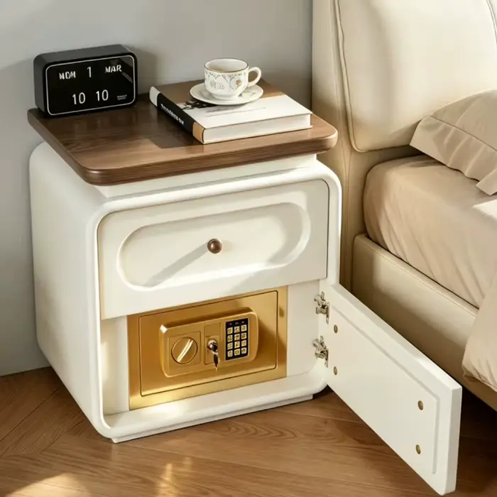 Table de Chevet de Luxe Rétro en Bois avec Tiroirs de Rangement