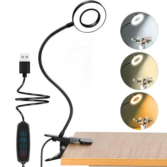 48 LED lampe de bureau Clip USB livre lumière chevet 360 ° Protection oculaire flexible