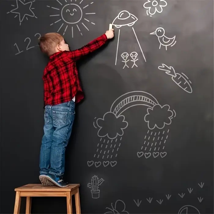 Papier peint pour tableau blanc magnétique, Surface adhésive statique lavable pour chambre d'enfants