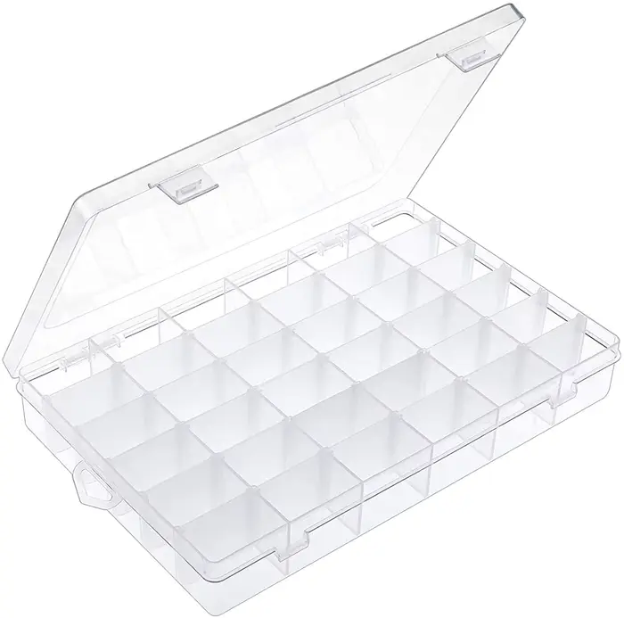 Boîte de rangement en plastique transparent à 36 compartiments avec séparateurs réglables — Idéale p