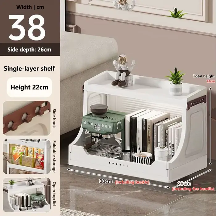 Armoire de rangement sur pied multicouche, couvercle pliable en plastique, organisateur de salle de 