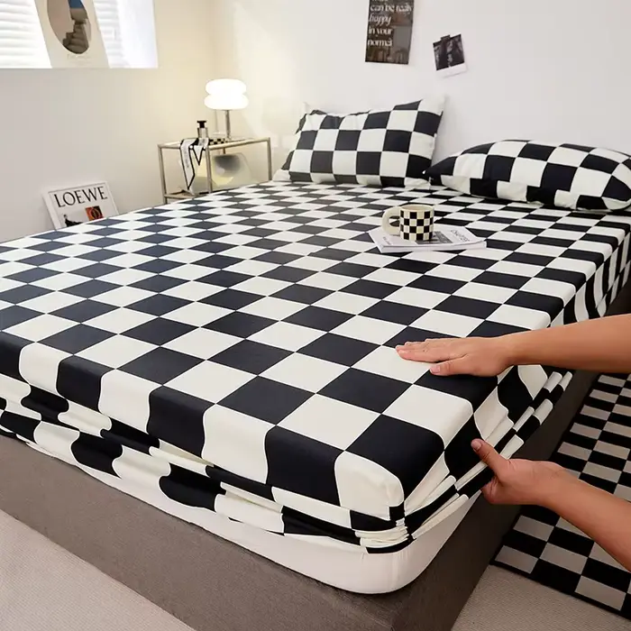 Nordic BedChat-Juste de matelas 100% coton, bande élastique tout autour, drap de lit ajusté pour lit