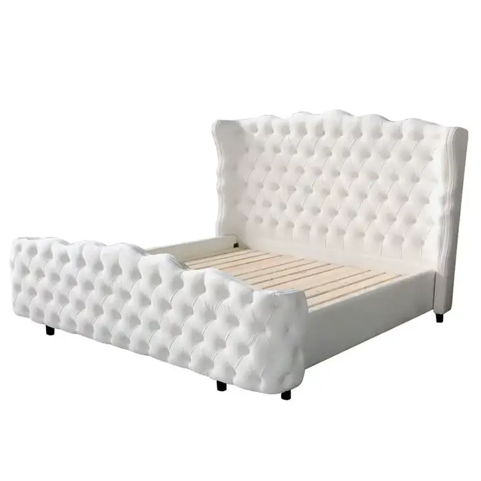 Ensemble de chambre à coucher avec couette de lit esthétique moderne, cadre King Size Unique, têtes 