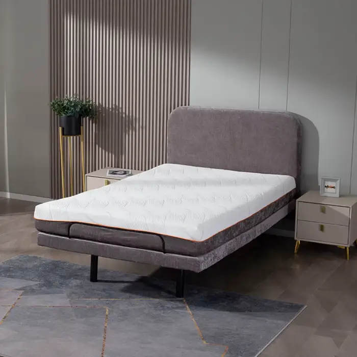 Lit de luxe réglable avec matelas en mousse à mémoire de forme, cadre pliable, base de lit électriqu