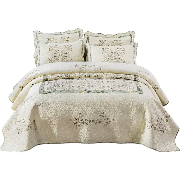 Ensemble de couettes brodées en coton