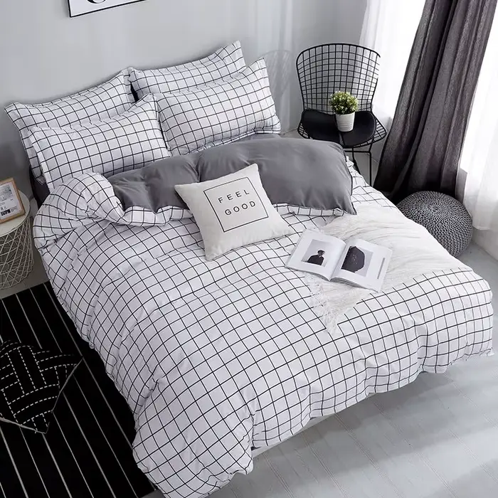 Bonenjoy-Parure de lit Queen Size en microcarence, ensemble de literie imprimé réactif, plaid noir e