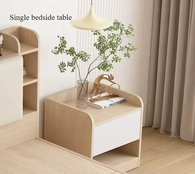 Lit minimaliste en bois esthétique japonais Double espace De rangement lit tables De nuit Tatami Som