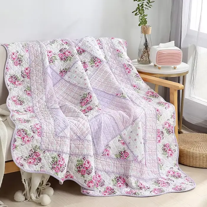 Couverture de couette en coton à fleurs, taille double 150x200cm, couvre-lit léger en Patchwork, hou