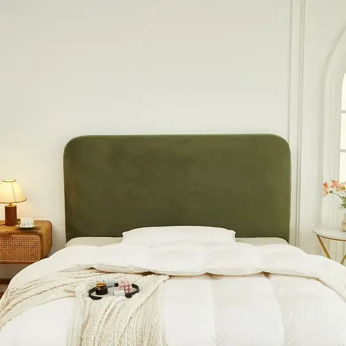Housse de tête de lit en velours Super doux, 1 pièce, solide, extensible, tout compris, Anti-poussiè