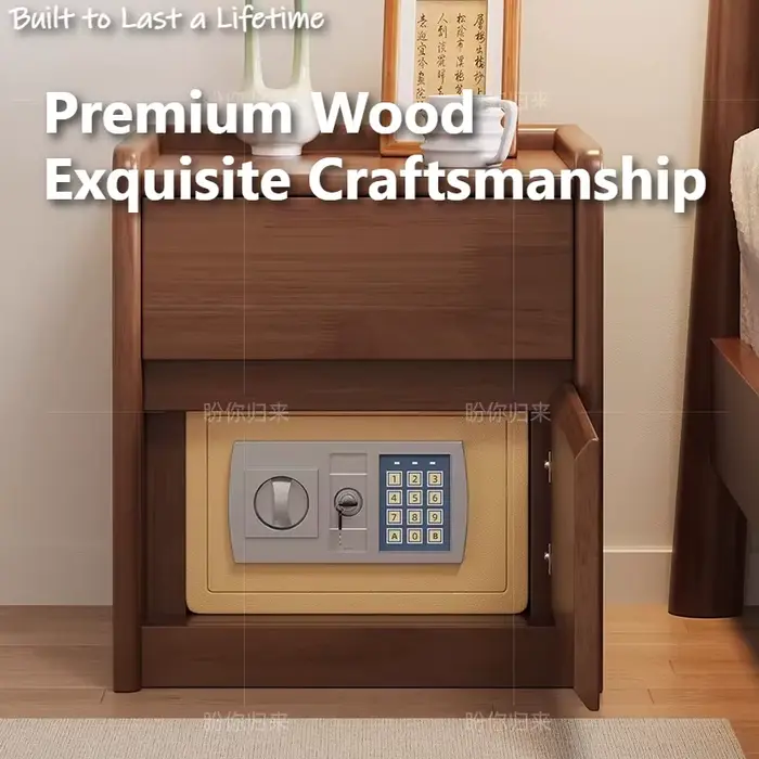 Table de chevet minimaliste sécurisée avec tiroirs