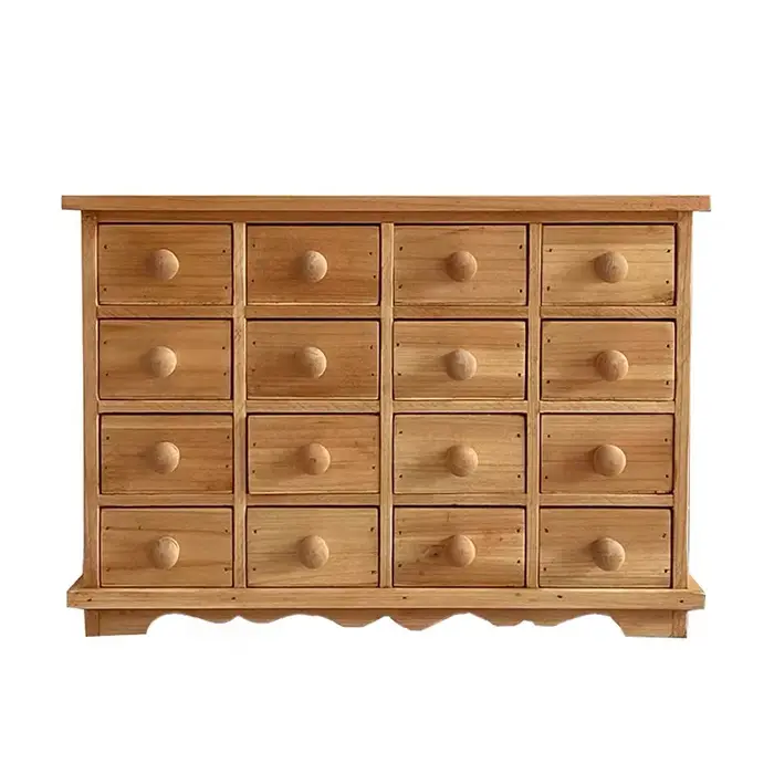 Armoire de rangement miniature à 16 tiroirs en bois, coffre organisateur rustique en cèdre, boîte à tiroirs vintage style ferme pour bijoux et artisanat