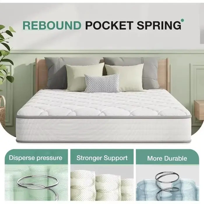Matelas hybride moderne de haute qualité, matelas double de 8 pouces dans une boîte avec Support con