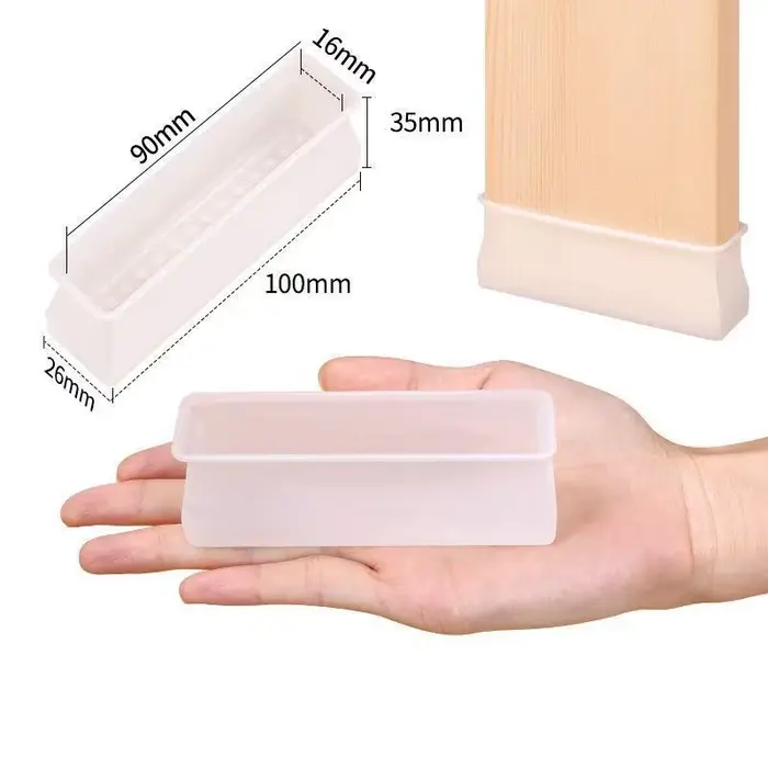 Capuchons de pieds de chaise anti-ald, housse de pieds rectangulaire en silicone pour canapé en bois