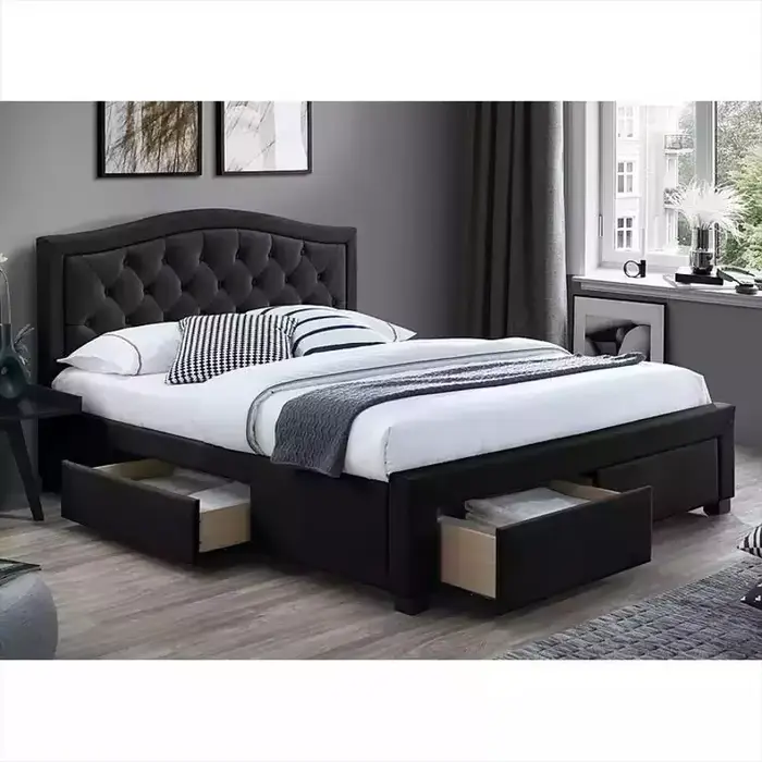 Échantillon gratuit de luxe éclairé complet Double Divan stockage moderne reine simple Double Cama m