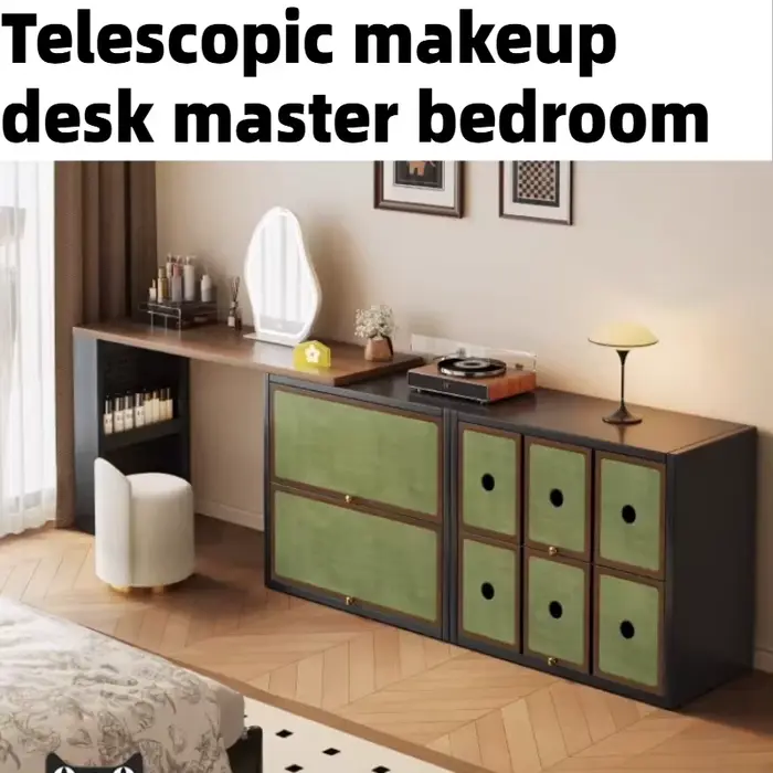 Coiffeuse télescopique verte pour femme avec miroir intégré
