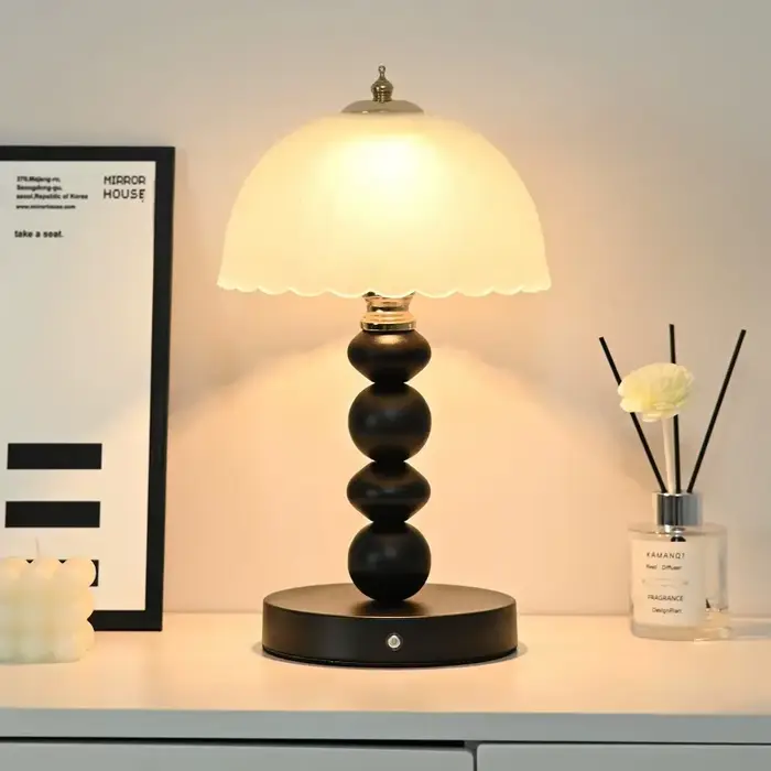 Lampe de Chevet Nordique de Luxe, Lampe de Table Décorative en Forme de Gourde pour Chambre à Coucher, Lampe de Nuit Créative en Verre Rétro, Lampe de Bureau pour Gîte