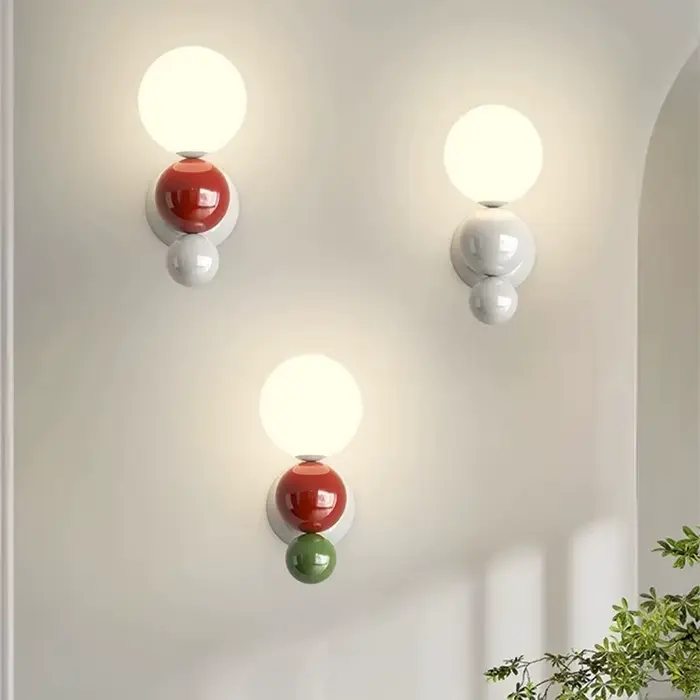 Chambre chevet mur LED lampe en forme de perle blanc couleur contrastée escalier couloir applique murale décoration
