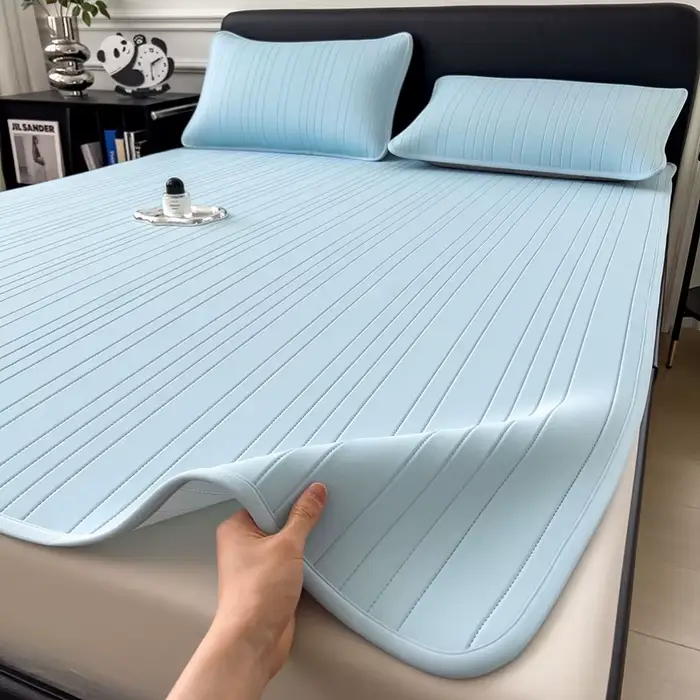Ensemble de matelas de luxe rayé matelassé de haute qualité avec taie d'oreiller, literie estivale d