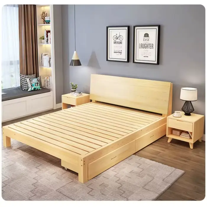 Ensembles de meubles de chambre à coucher sans matelas, king Queen Twin, cadre de lit populaire remb