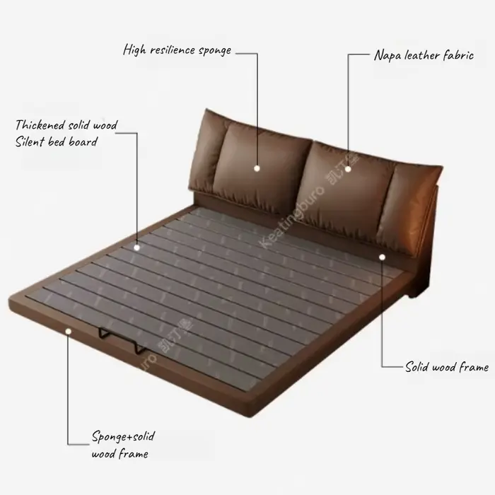 Lit double de luxe en cuir 180x200 pour chambre d'enfant
