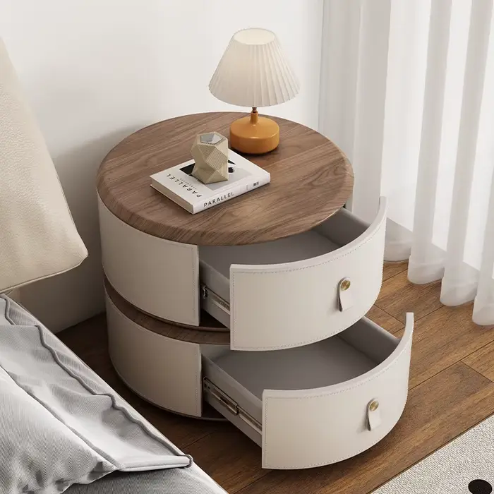 Table De chevet De Style rond, Design esthétique, moderne, gain De place, meubles De chambre à coucher élégants Premium