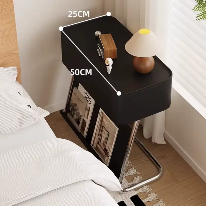 Table de chevet moderne en acier inoxydable avec roulettes
