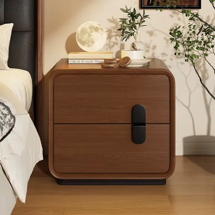 Table de chevet en bois massif avec 2 armoires de rangement en bois massif, adaptée aux chambres à c