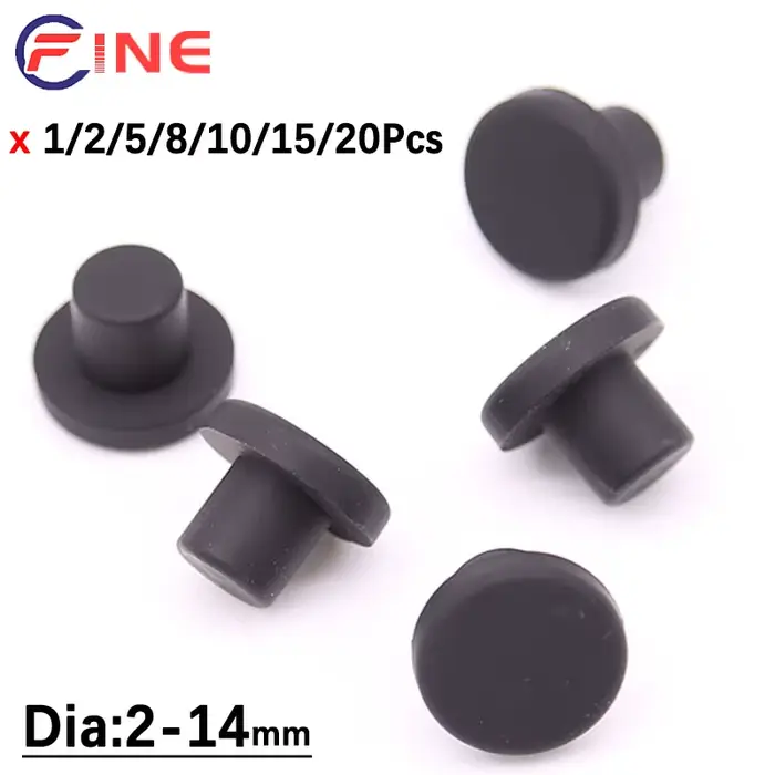 Bouchons de trous en Silicone solide noir, 2-14mm, Type T, bouchon d'étanchéité en caoutchouc, couve