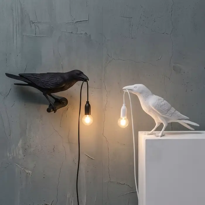 Lampe de table moderne Lucky Bird, design créatif en résine, animal, pour chambre à coucher, chevet,