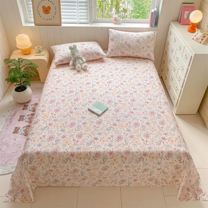 Drap de lit double 100% coton ou drap de lit et taies d'oreiller, doux, respectueux de la peau, impr