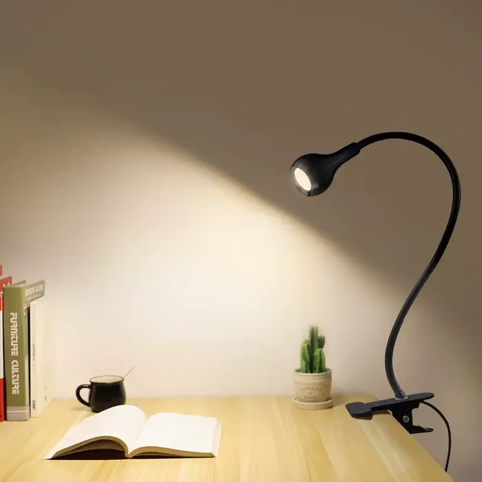 Lampe LED à clipser pour Table de lit, lampe de lecture, alimentée par USB, Flexible, pliable, veill