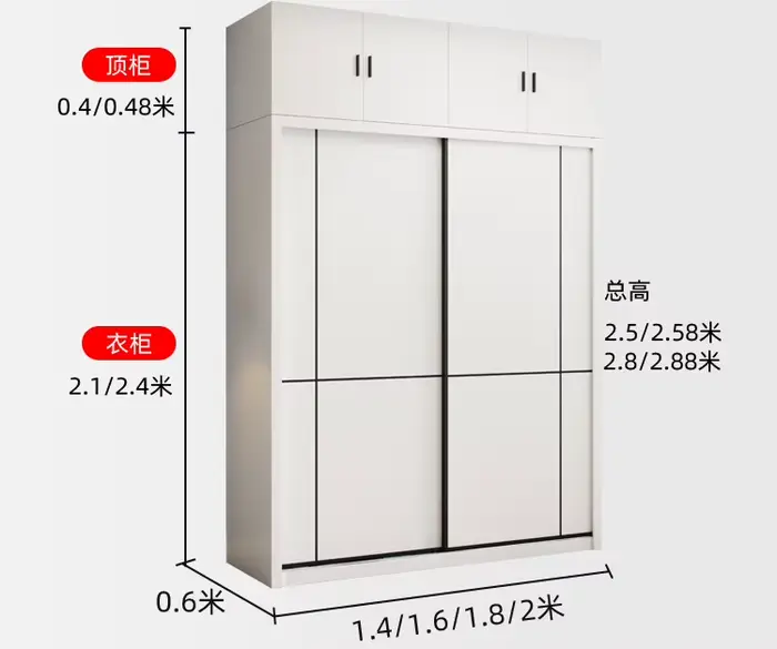 Armoire à une porte au dessus de la porte coulissante