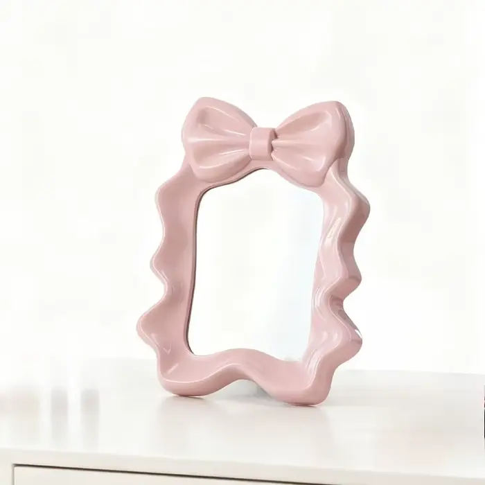 Miroir de maquillage de bureau à volants, miroir simple face pour dortoir, chambre à coucher, décora