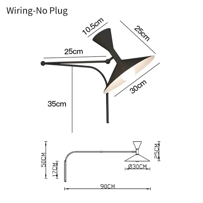 Lampe murale en corne rotative, design italien, personnalité minimaliste, chambre à coucher, bureau,