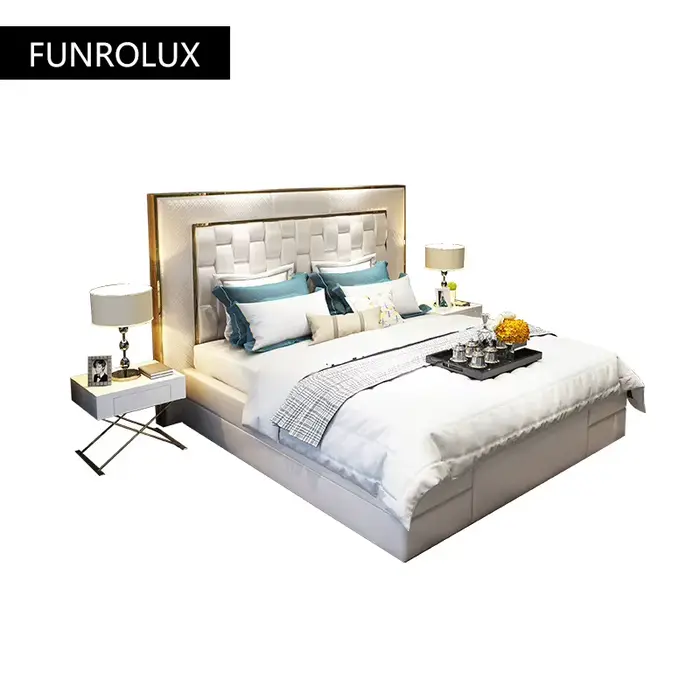 Lit double en cuir de style moderne