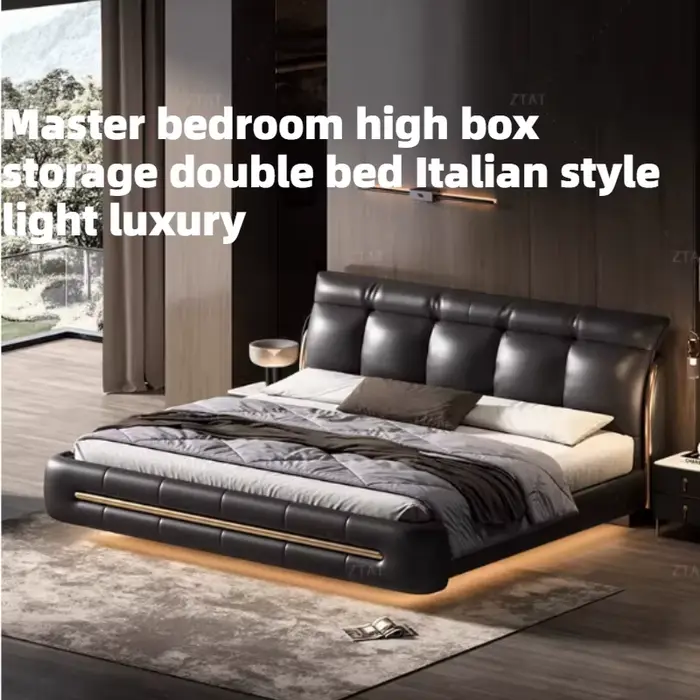 Lit en cuir 200x220cm pour 2 personnes