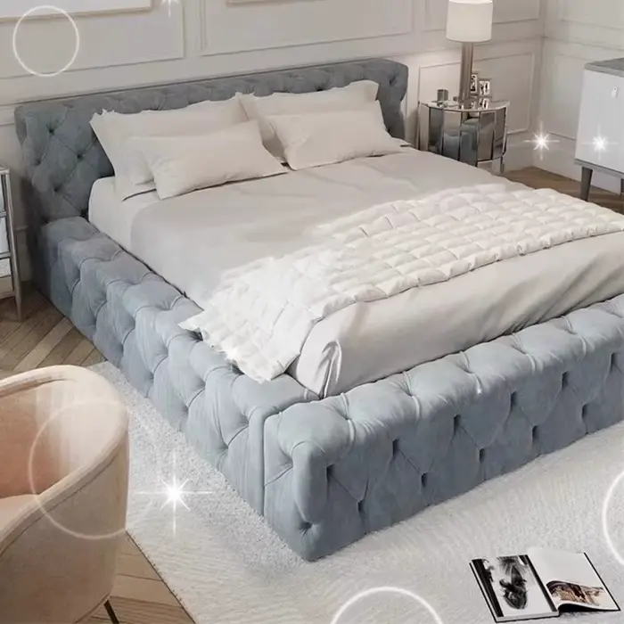 Cadre esthétique lit rembourré chambre nordique reine lit Double dormir princesse Muebles Para El Hogar maison accessoires