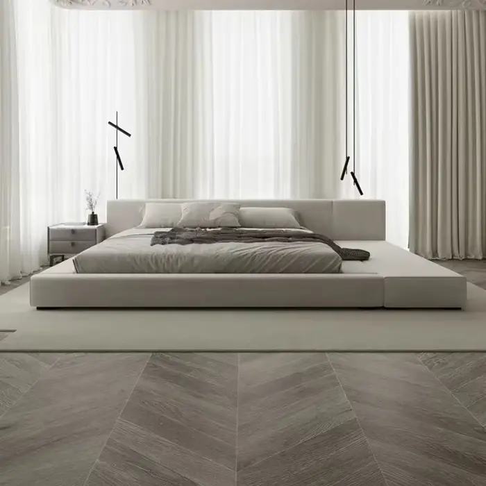 Chambre à coucher de filles lit de luxe esthétique moderne tête de lit nordique cadre de lit tables de nuit rembourrage camas de dormitorio meubles