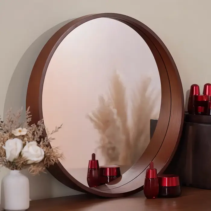 Miroir de maquillage mural - Miroir décoratif mural 50 cm x 50 cm, miroir mural irrégulier avec cadr