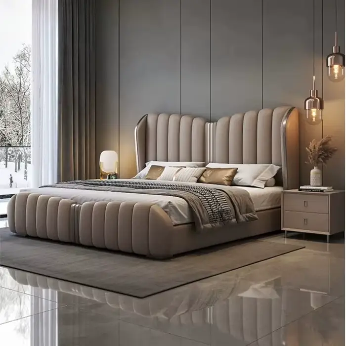 Lit en cuir moderne et simple haut de gamme