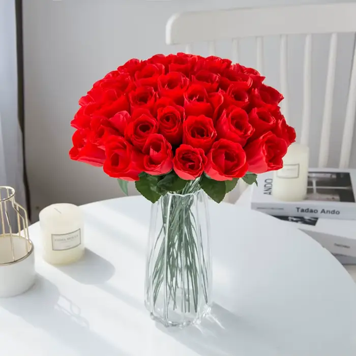 Vase Bouquet de Roses rouges, 10 pièces, pour décoration de maison, jardin, mariage, couronnes décor
