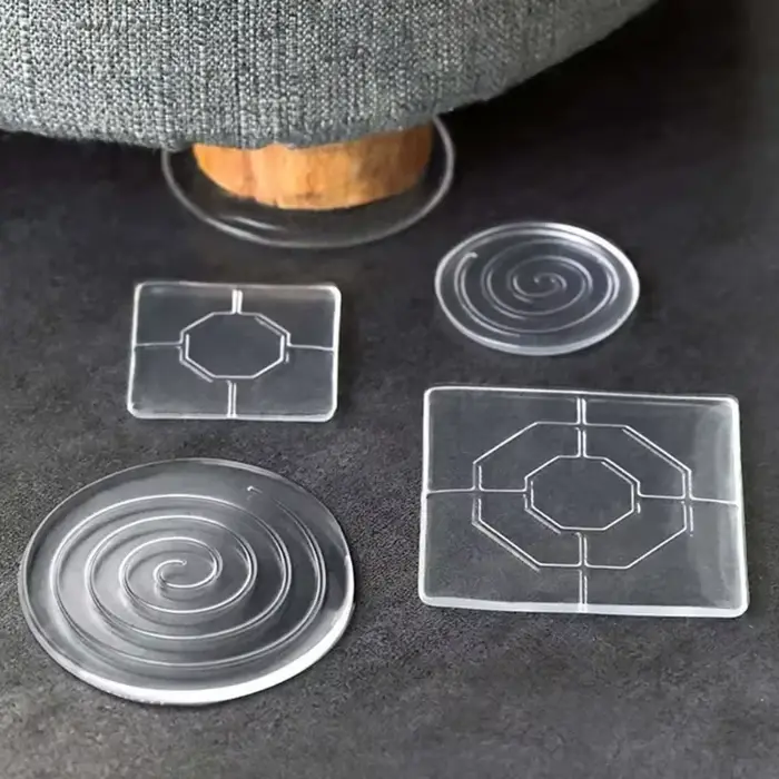 Tapis antidérapant Transparent en Silicone pour meubles, 4 pièces, pour Table, canapé, Patch adhésif