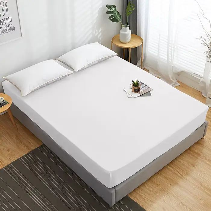 Drap-housse en coton avec bande élastique, drap de lit monochrome, housse de matelas King Size, 140x