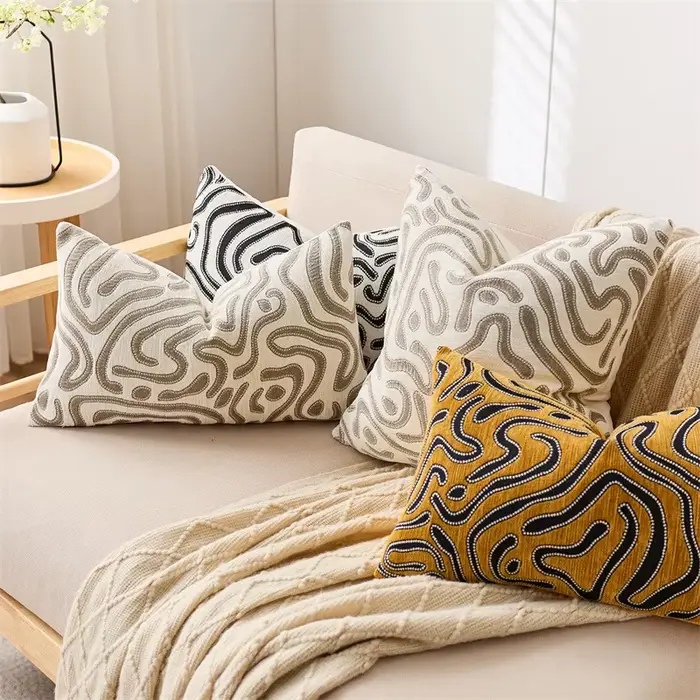 Housse de coussin décorative en chenille de luxe