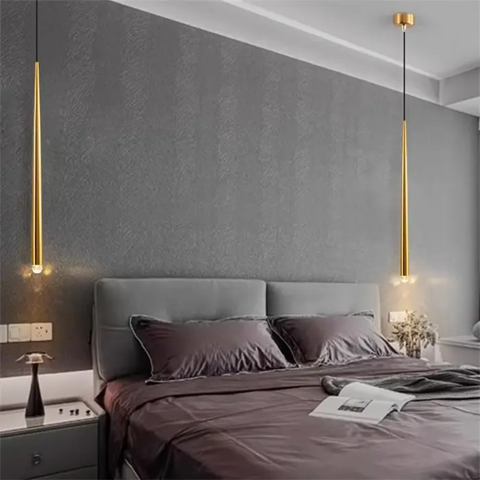50CM Bronze Long Tube LED lampe suspendue chambre chevet suspension lampe île boutique Bar cuisine suspension