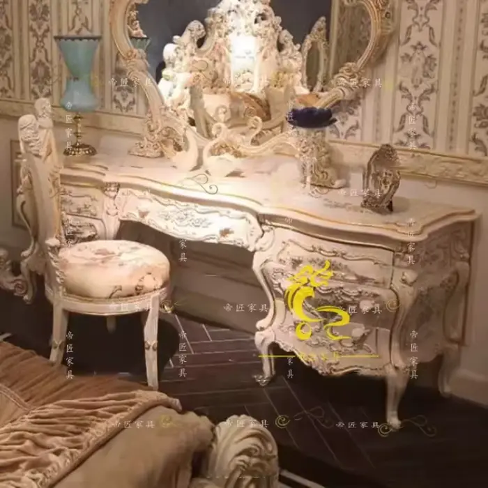 Chambre à coucher luxe coiffeuse filles esthétique nordique Vintage