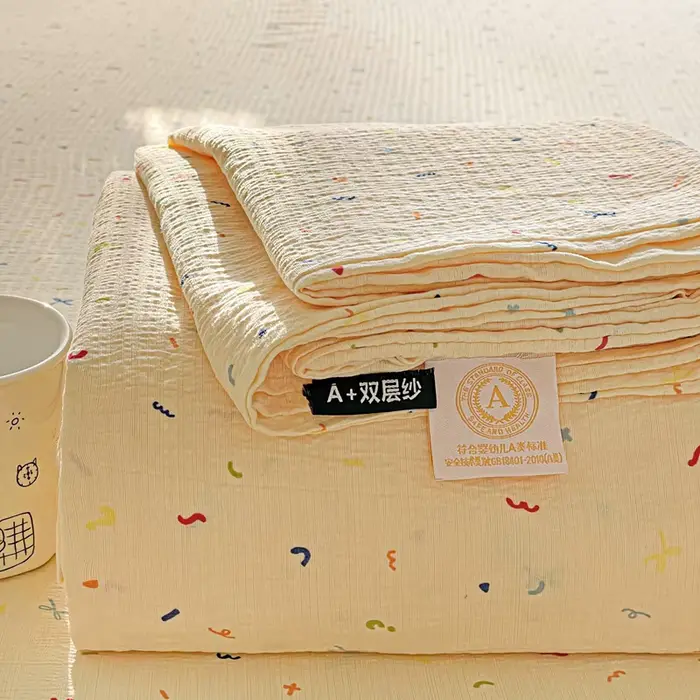 "Drap de lit en coton lavé de couleur unie, drap de couverture de lit Double Queen King de haute qua