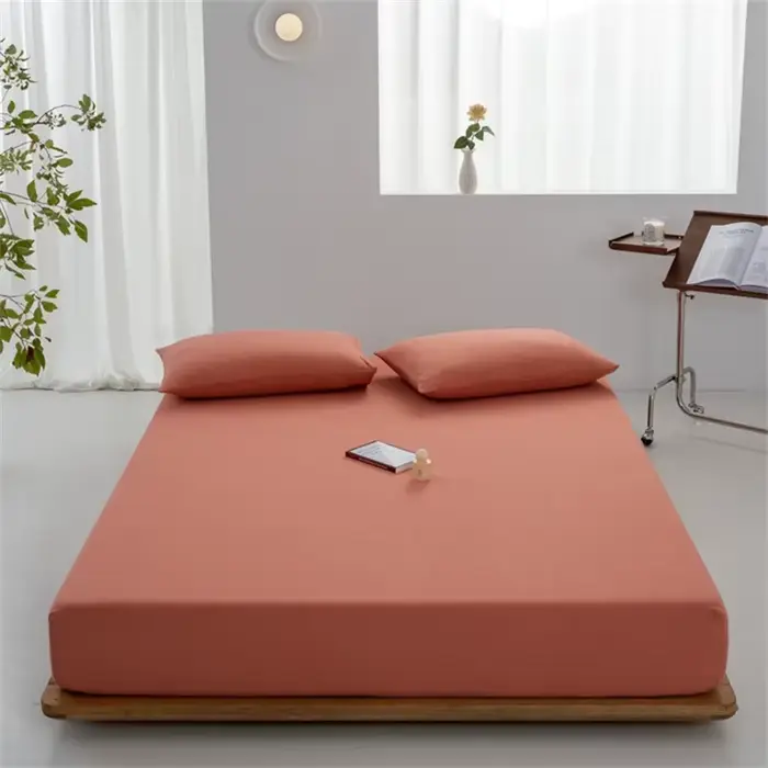 Drap-housse 100% coton avec bande élastique, couleur unie, antidérapant, ajustable, pour lit simple,