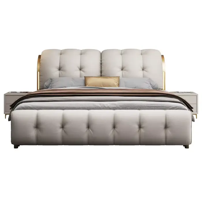 Ensemble de meubles de lit pour couples, élégant, pour la maison, en bois massif sans os, avec range