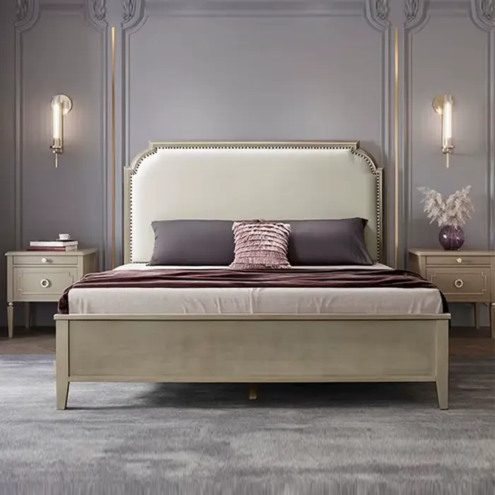 Lits à cadre De luxe tables De chevet minimalistes esthétiques lit double Queen Size nordique Cama D